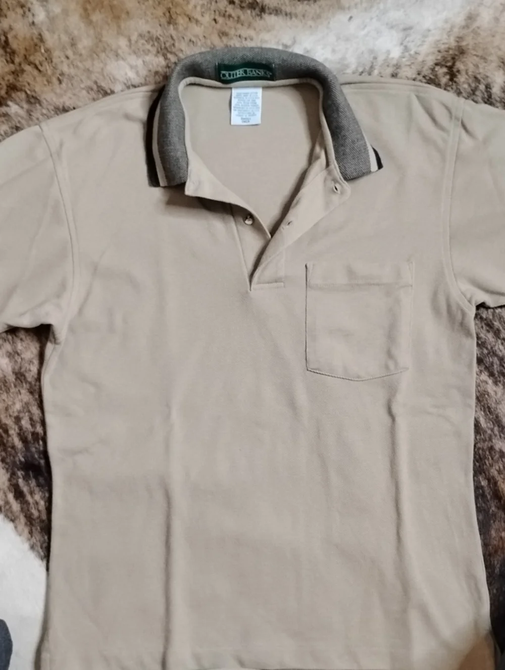 Outer Banks Classic Men’s Polo Shirt - Beige with Contrasting Collar